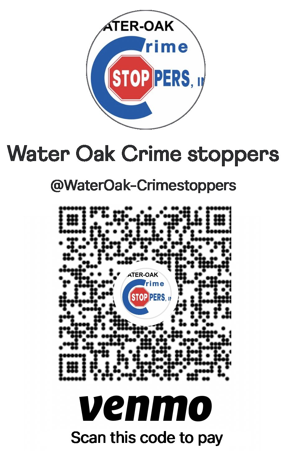 Water-Oak Crime stoppers Venmo QR Code